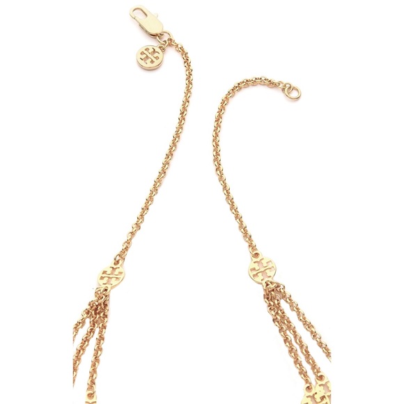 TORY BURCH • Gold Multi Strand Logo Necklace - Picture 5 of 6